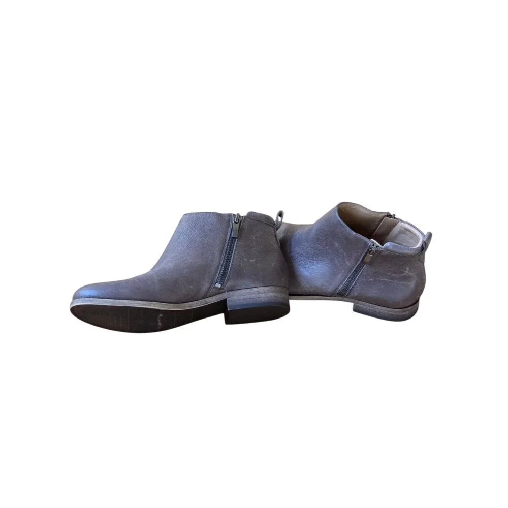 Franco Sarto Keegan Dual Zip Leather Ankle Booties size 8 Brown